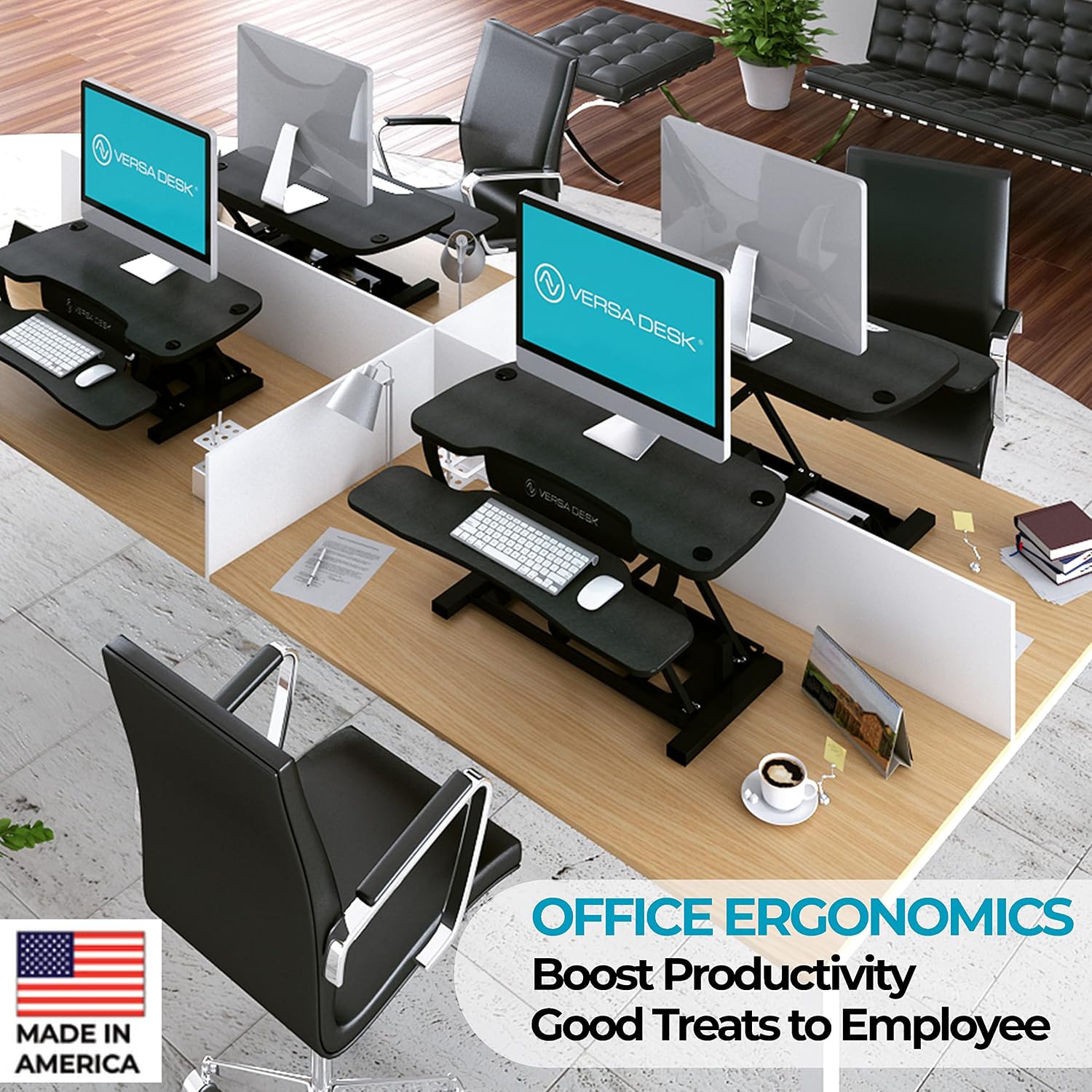 VERSADESK PowerPro™ 36 Inch Electric Standing Desk Converter, Height Adjustable Sit to Stand Up Desk Riser, Laptop and Dual Monitor Desktop Workstation with Wide Keyboard Tray and USB Port, Black