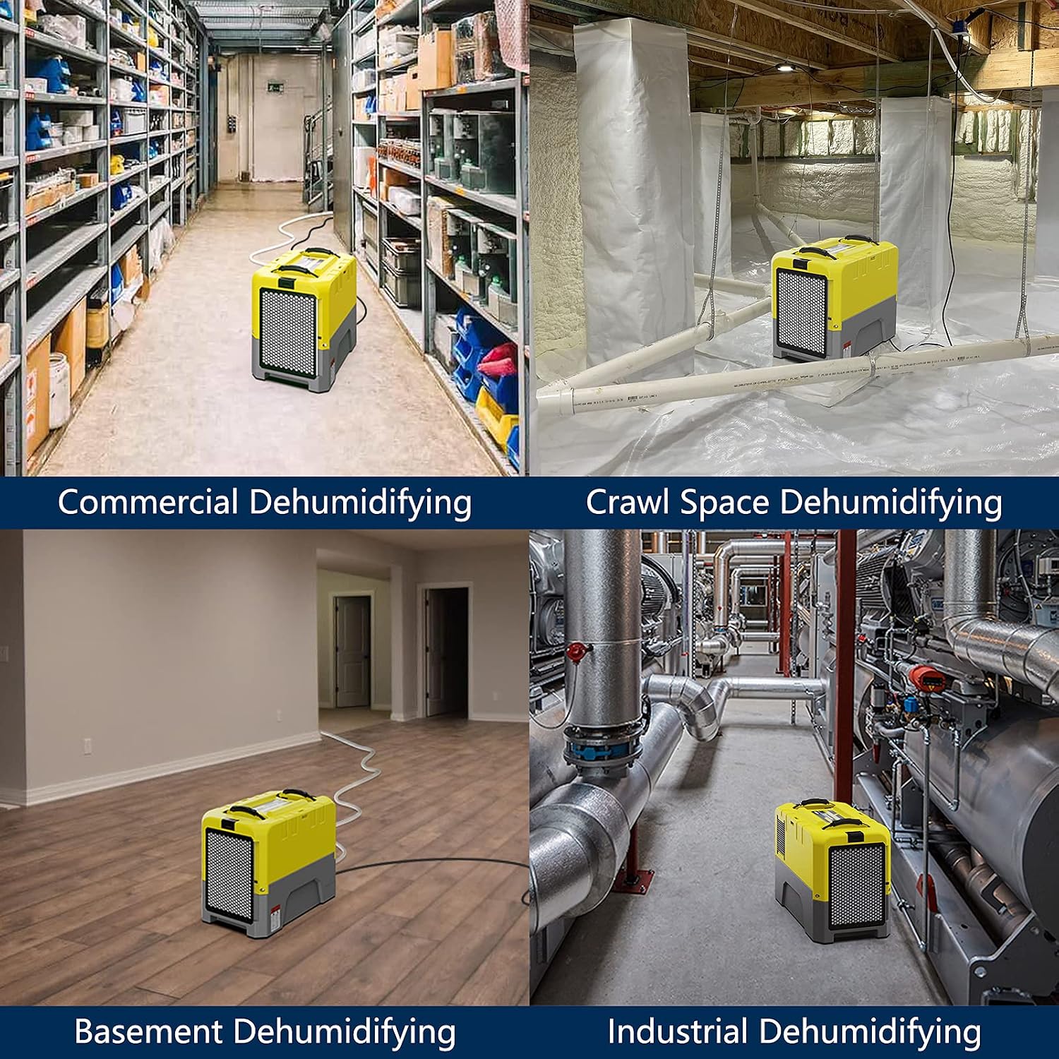 ALORAIR 180 PPD Commercial Dehumidifier with Pump Drain Hose, LGR Dehumidifiers for Basement Warehouse & Job Sites, Crawl Space Dehumidifier for Water Damage Restore, 6-Year-Limited Warranty, Yellow