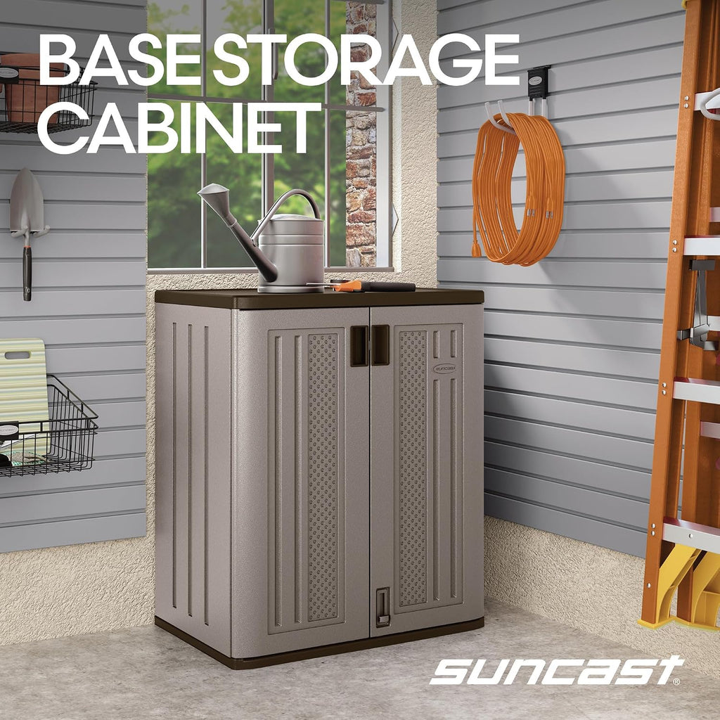 Suncast 36' Resin Base Garage Storage Cabinet, Platinum, Made in the USA