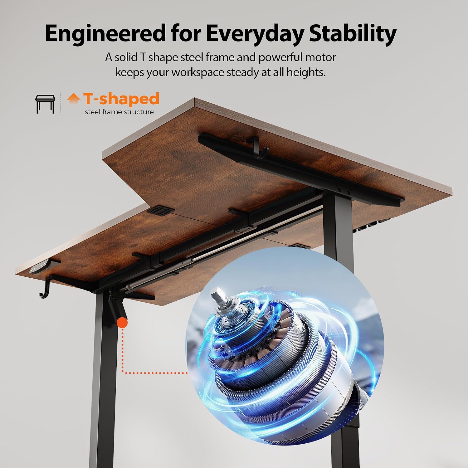 Agilestic Electric Standing Desk, Height Adjustable Desk, 48 x 28 Inch Sit Stand up for Work Office Home, L Shaped Ergonomic Rising Computer Table with Memory Preset, Rustic Brown