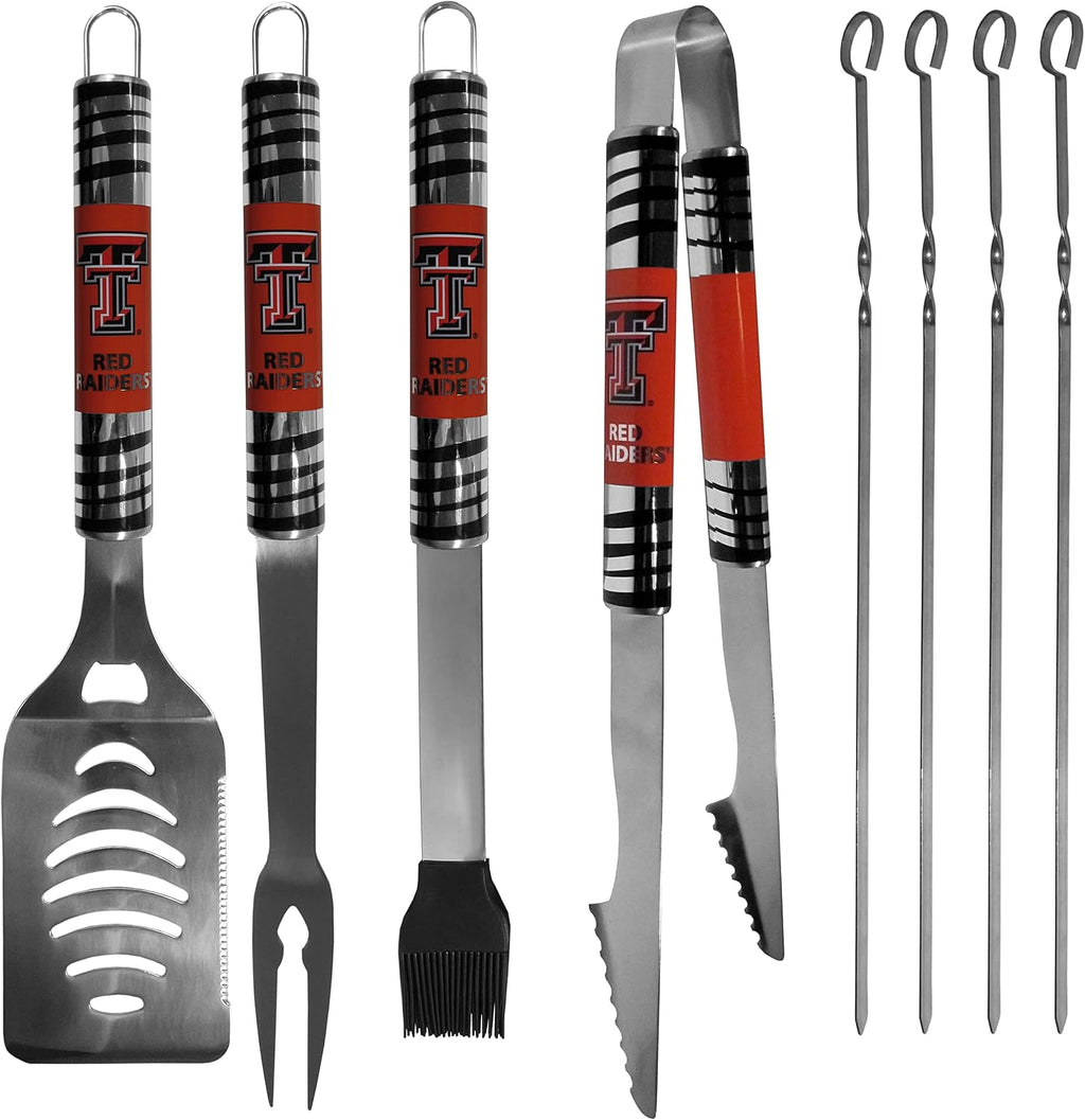 NCAA Siskiyou Sports Fan Shop Texas Tech Red Raiders Steel Tailgater BBQ Set w/Case 8 piece Gray