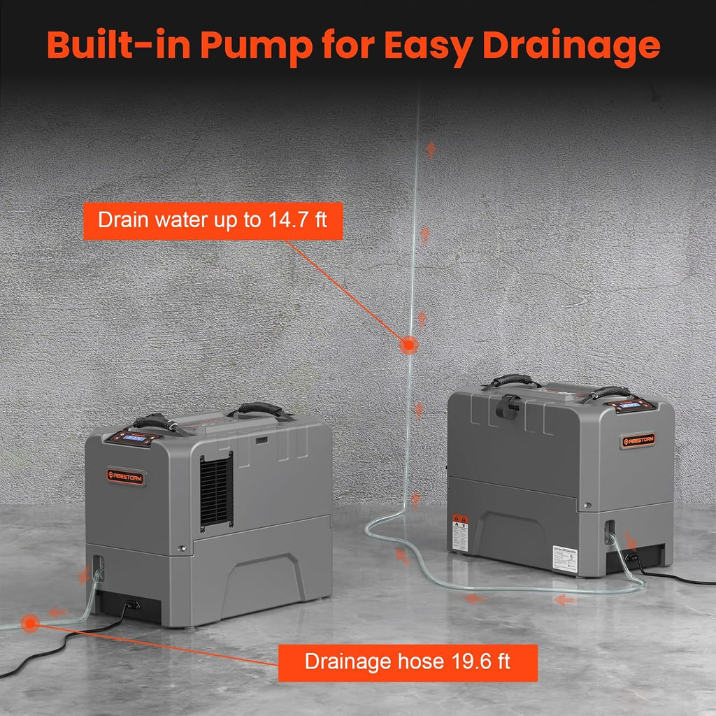 Abestorm LGR85 180 Pints Commercial Dehumidifier with Pump, Industrial Dehumidifiers for Basement Crawl Space Warehouse, Auto Defrosting, Memory Starting, 5 Years Limited Warranty