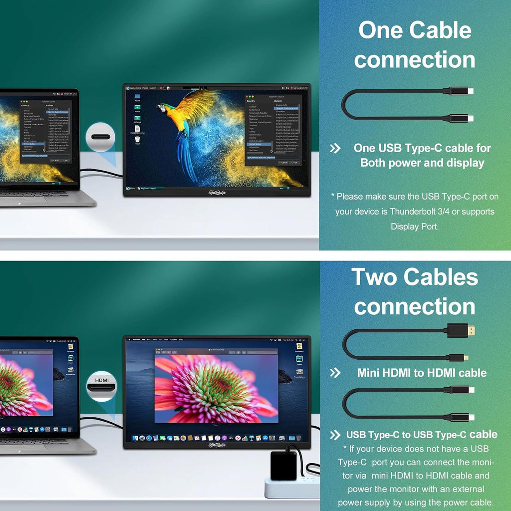18.5inch Portable Monitor, Laptop Monitors 120Hz Travel Gaming Monitor, 400Nits HDR FHD Plug&Play Dual Speakers, External Screen for PC, Tablet,Mac,Sw-Itch, Xbox, PS3/4/5 Will