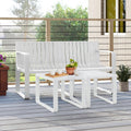 Tangkula 3-Piece Patio Furniture Set, Outdoor Conversation Set w/1 Loveseat & 2 Side Tables, All-Weather Patio Bistro Set for Lawn, Backyard, Poolside, Balcony, Garden, Deck, Blue