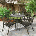 5-Piece Outdoor Patio Dining Set, All-Weather Cast Aluminum Patio Furniture Set with 4 Chairs and 35.4' Round Table for Backyard Garden Deck, 2' Umbrella Hole