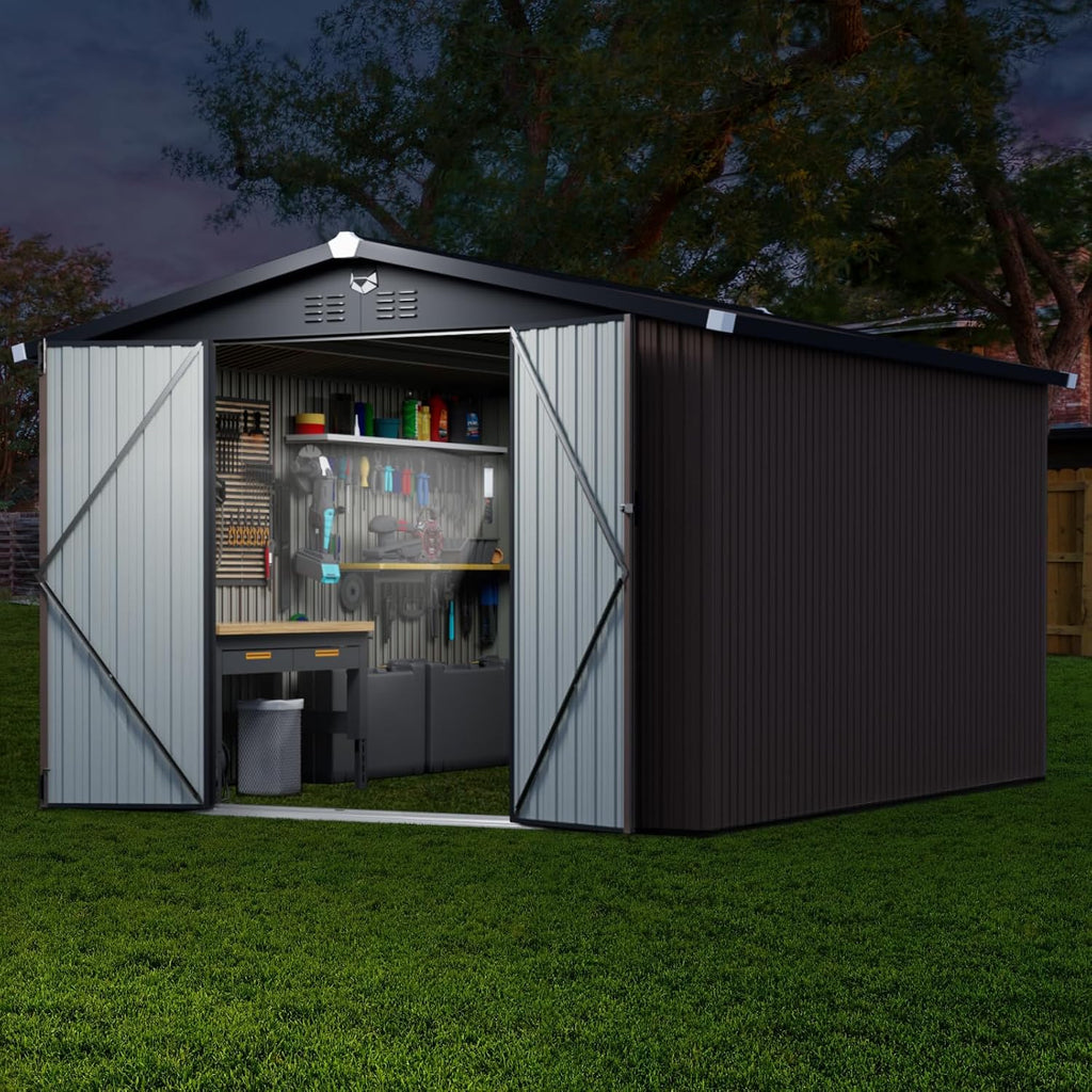 Metal Storage Shed 10x12,Outdoor Storage Building,Large Backyard Sheds,Waterproof Outside Storage Shed with Lockable Door