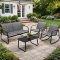 Kozyard 4-Piece Outdoor Patio Furniture Set with Textilene Chairs, Metal Conversation Set, Tempered Glass Coffee Table, Powder-Coated Steel Frame for Garden, Poolside, Backyard Gray