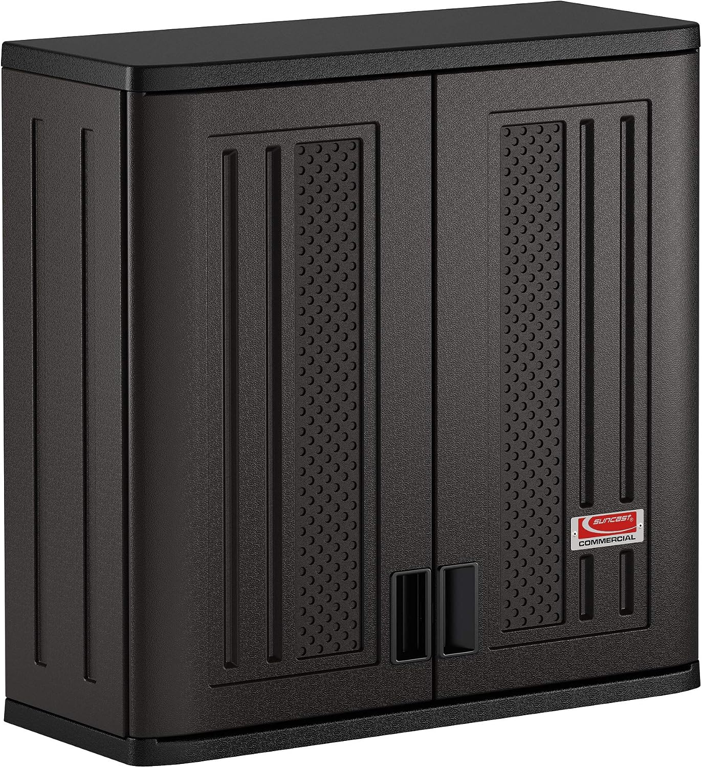 Suncast Commercial 4 Cubic Ft. Heavy-Duty Resin Wall Cabinet with Adjustable Metal-Reinforced Shelf, and Lockable Handles for Indoor and Outdoor Storage, Black, Made in the USA