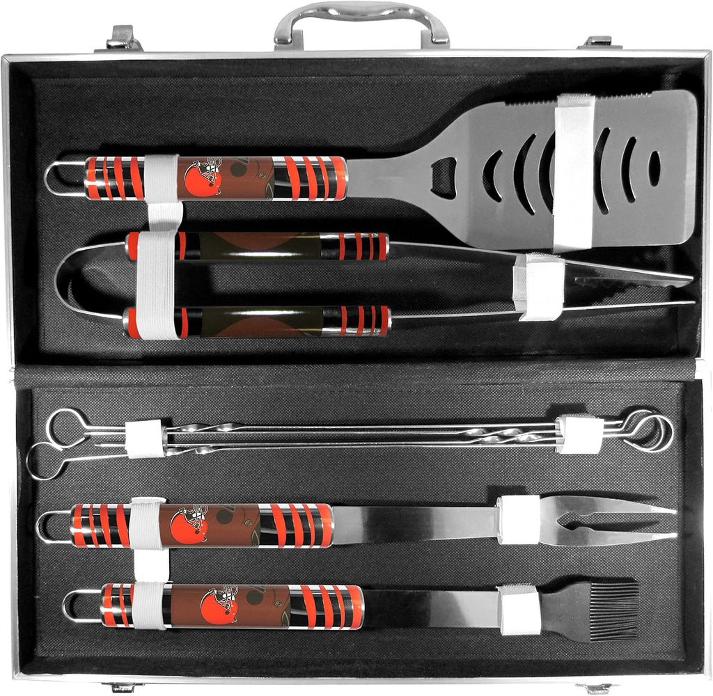 NFL Siskiyou Sports Fan Shop Cleveland Browns Steel Tailgater BBQ Set w/Case 8 piece Gray