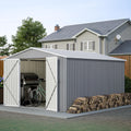 YOPTO 10x12 FT Outdoor Storage Shed with Floor Frame Kit,Metal Shed W/Double Lockable Doors,Garden Tool Storage House W/ 4 Air Vents & Sloped Roof,for Backyard,Patio,Lawn,Gray