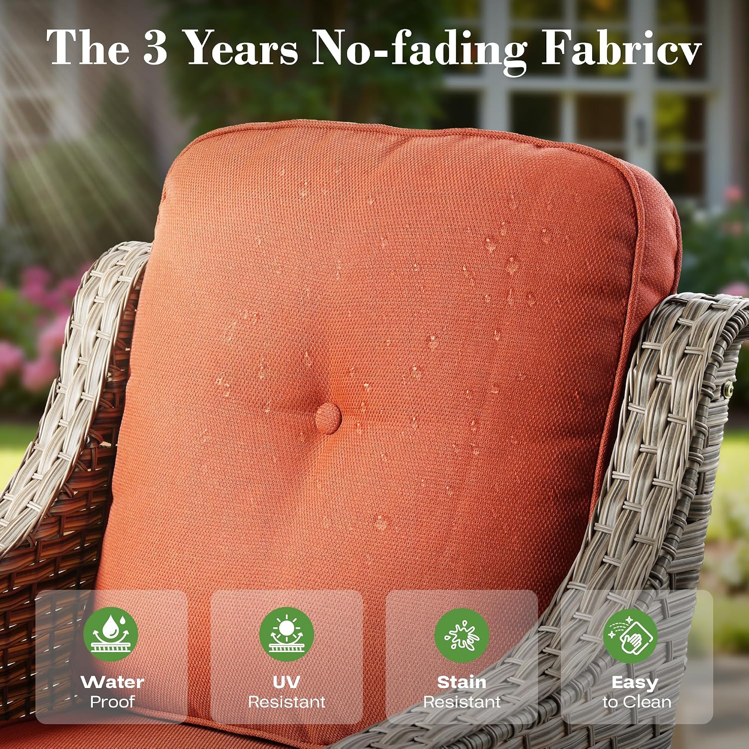 ovios 6 Piece Outdoor Patio Furniture with 3 Seat Sofa,Rattan Wicker Coversation Set with High Back,Sectional Single Sofa with Ottoman for Outside Porch Balcony Backyard Pool, Orange