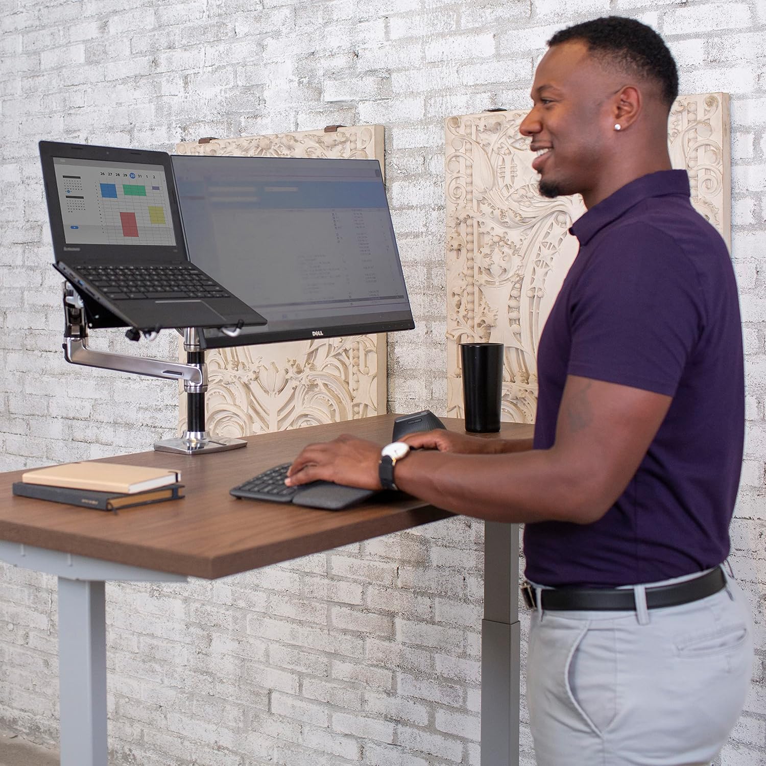 Ergotron – LX Vertical Stacking Dual Monitor Arm, VESA Desk Mount – for 2 Monitors Up to 24 Inches, 7 to 20 lbs Each – Polished Aluminum