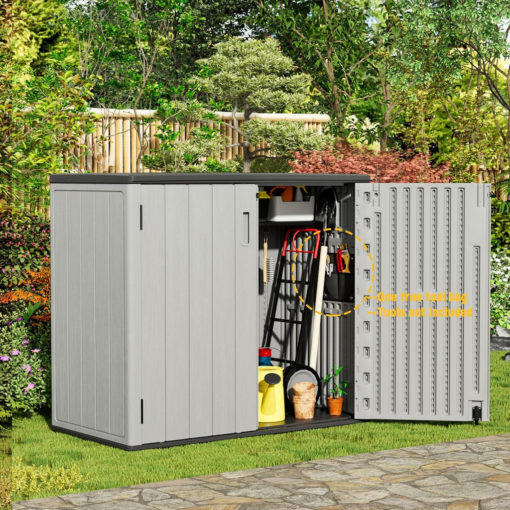 Mrosaa Large Outdoor Storage Box,Resin Sheds&Outdoor Storage Waterproof/Lockable,Outdoor Storage Cabinets for Balcony,Garage,Backyard (37Cu.ft-Pale Grey)