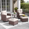 LayinSun 5 Pieces Patio Furniture Set with Swivel Chairs, Rattan Wicker Rocking Glide Chairs with Coffee Table Conversation Set