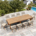 PURPLE LEAF 11 Pieces Patio Dining Set Aluminum Oversize Rectangular Table and Wicker Chairs with Cushions for Kitchen Porch Garden Modern Outdoor Furniture Sets