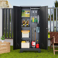 Storage Cabinet 61' H, Metal Tools Storage Cabinet with Lockable Doors and Shelves, Outdoor Storage Sheds with Removable Pegboard for Garage, Utility Room, Office