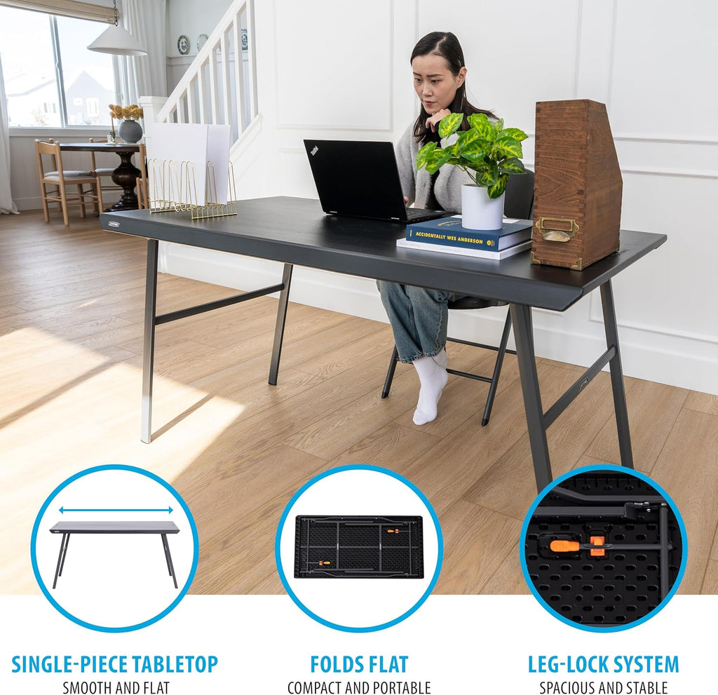 LIFETIME 5-Foot Desk Folding Table, Multipurpose Home Office Workstation