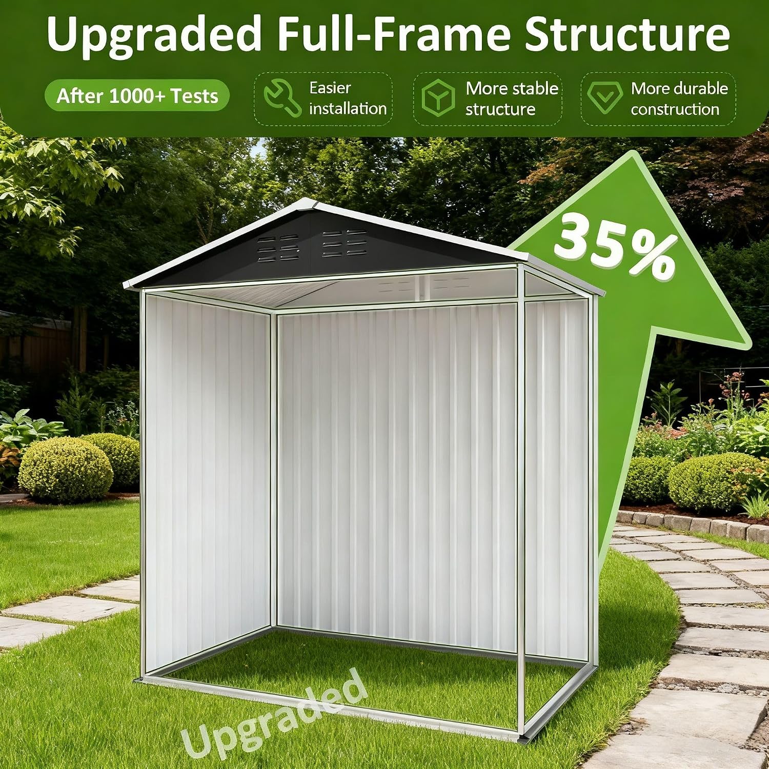 5.9x4 FT Outdoor Storage Shed, Metal Garden Tool Shed with Updated Frame Structure, Lockable Doors and Windows, Ideal for Backyard Garden Patio Lawn, Grey
