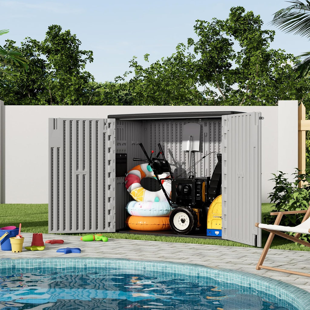 Mrosaa Outdoor Storage Cabinet for Patio & Garden Shed, 37Cu.ft Outdoor Storage Shed Waterproof,Horizontal Outdoor Cabinet for Garage, Pool Storage.