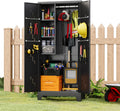 Garage Storage Cabinet 75' H,Tall Storage Shed with Lockable Doors and Stainless Steel Bottom, Black Tools Utility Chests for Office, Garage, Warehouses