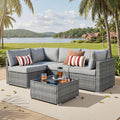 ovios Outdoor 5 Piece Coversation Set with Coffee Table,Sectional Patio Furniture Set with All-Weather Wicker Sofa,Modern Outside Couch for Balcony Backyard Pool, Grey