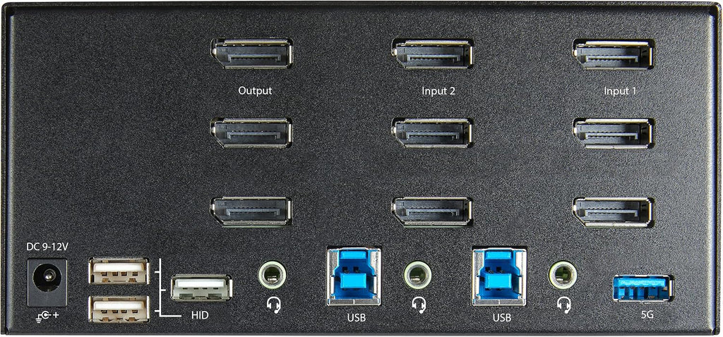 StarTech.com 2 Port Triple Monitor DisplayPort KVM Switch - 4K 60Hz UHD HDR - Desktop DP 1.2 KVM with 2 Port USB 3.0 Hub (5Gbps) & 4X USB 2.0 HID Ports, Audio - Hotkey Switching - TAA (SV231TDPU34K)
