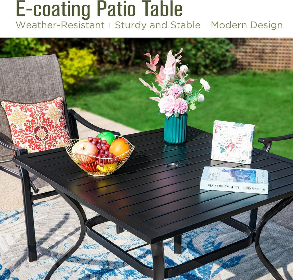 Sophia & William 5-Piece Outdoor Dining Set, 4 Comfortable Textilene Chairs and 37' Powder-Coated Outdoor Square Table, Durable All-Weather Patio Furniture for Lawn, Park, and Courtyard