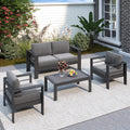 Solaste Aluminum Patio Furniture Set for All Weather, Oversized Metal Outdoor Furniture Set with 27.5' Deep Seating and 3.2' Wide Armrest, Outdoor Patio Conversation Sets with 10' Back Cushion, Gray