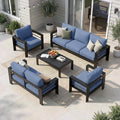Solaste Aluminum Patio Furniture Set for All Weather, Modern Metal Outdoor Furniture Set with 27.5' Deep Seating and 3.2' Wide Armrest, Outdoor Patio Conversation Set with 10' Back Cushion, Blue