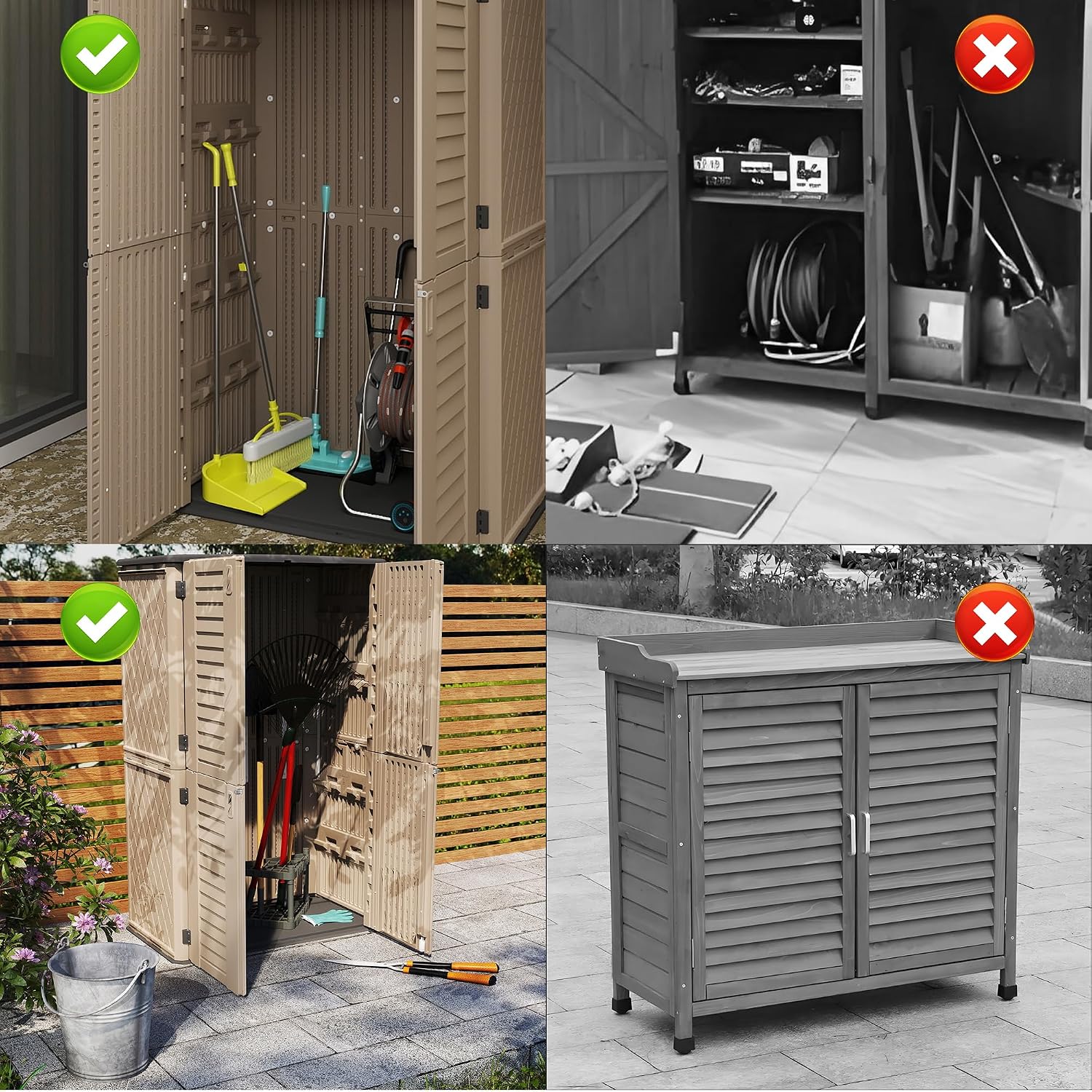 European Double-Door Outdoor Storage Shed in Brown, Sized 50x29x80 Inches - A Weatherproof Resin Cabinet for Vertical Storage Organization