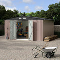GarveeLife 10x12x6.4 ft Outdoor Storage Sheds with Floor, Metal Garden Tool Shed for Backyard, Large Metal Sheds Outdoor Storage With Lockable Doors & Air Vents for Backyard Garden Patio Lawn