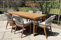 PURPLE LEAF 7 Pieces Dining Set Patio Metal Rectangular Table and Wicker Rattan Chairs for Outside Porch Garden Kitchen Modern Outdoor Furniture Sets