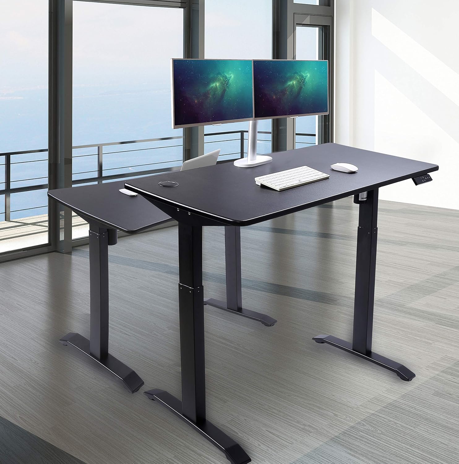 UNICOO Electric Height Adjustable Standing Desk, Electric Standing Workstation, Sit Stand Home Office Desk, Gaming Table, Whole-Piece Desktop Board 48 * 24 in (KT1001-BB)