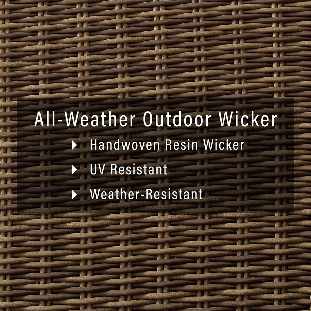 Crosley Furniture Bradenton 4-Piece Outdoor Loveseat Patio Furniture Set, Wicker Conversation Sets for Porch, Brown with Sand Cushions