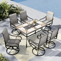MFSTUDIO Patio Table and Chairs Set of 6, Patio Dining Sets with Umbrella Hole, 7 Piece Outdoor Dining Set for Deck, Backyard, Poolside & Garden