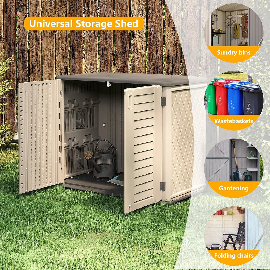 Rustic Brown Single Layer Outdoor Cabinet, Sized 50x29x91 Inches - A Waterproof Resin Shed for Stylishly Storing Your Backyard Tools