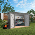 4 * 9.2 * 6 FT Outdoor Storage Shed, Galvanized Steel Garden Shed with Lockable Door & Window, Waterproof Metal Tool Storage for Garden, Backyard, Patio, Lawn(Gray)