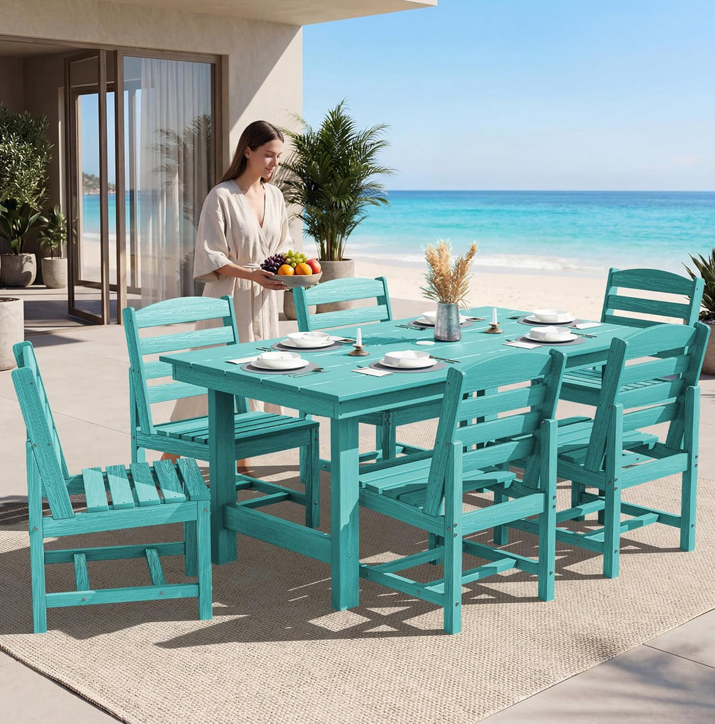 SERWALL Patio Dining Sets for 10 Person, HDPE Dining Set with 2 Tables, 8 Armless Chairs and 2 Armed Dining Chairs, Aruba