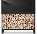 VIVOHOME Upgraded Heavy Duty 4 ft 1/4 Cord Firewood Rack Outdoor with Cover Combo Set, Thick Steel Log Holder Up to 2645 lb, Fire Wood Pile Storage Stand Organizer Black