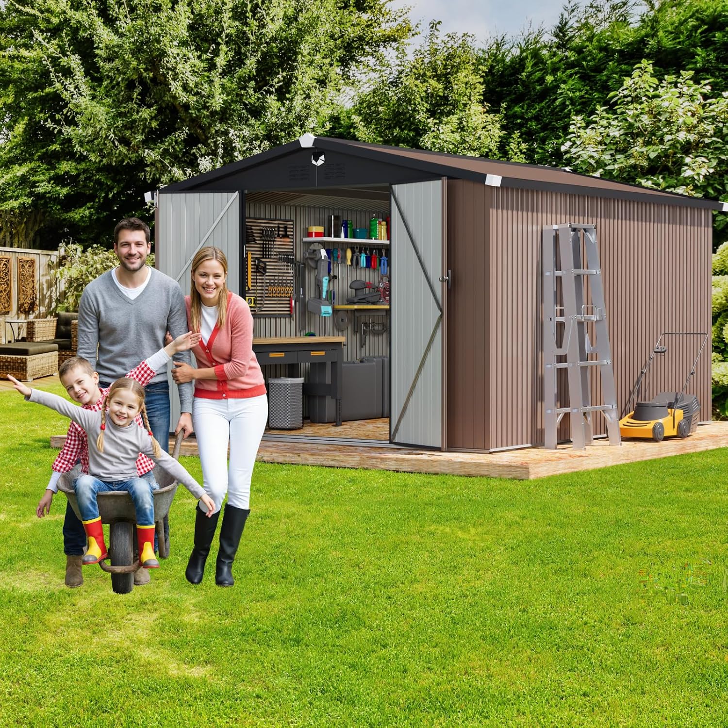 Metal Storage Shed 10x12,Outdoor Storage Building,Large Backyard Sheds,Waterproof Outside Storage Shed with Lockable Door