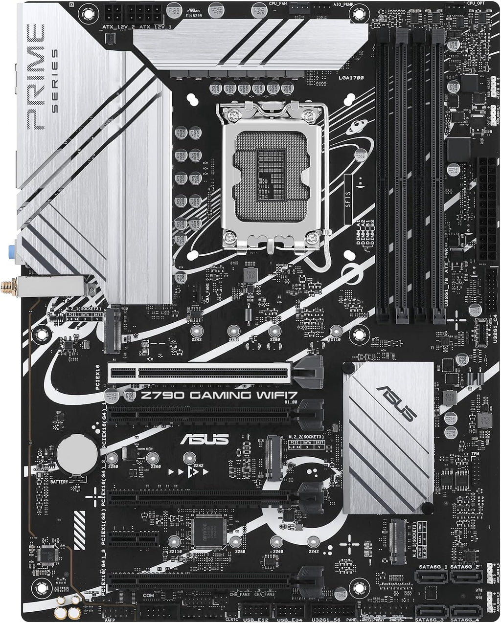 ASUS Z790 GAMING WIFI7 (LGA 1700) ATX motherboard with PCIe 5.0, three M.2 slots, 14+1 DrMOS, DDR5, Realtek 1Gb LAN, HDMI TM, USB 3.2 Gen 2x2 Type-C, front USB 3.2 Gen 1 Type-C, Thunderbolt, Aura Sync