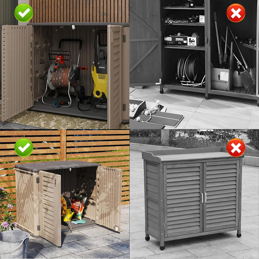 Rustic Brown Single Layer Outdoor Cabinet, Sized 50x29x91 Inches - A Waterproof Resin Shed for Stylishly Storing Your Backyard Tools