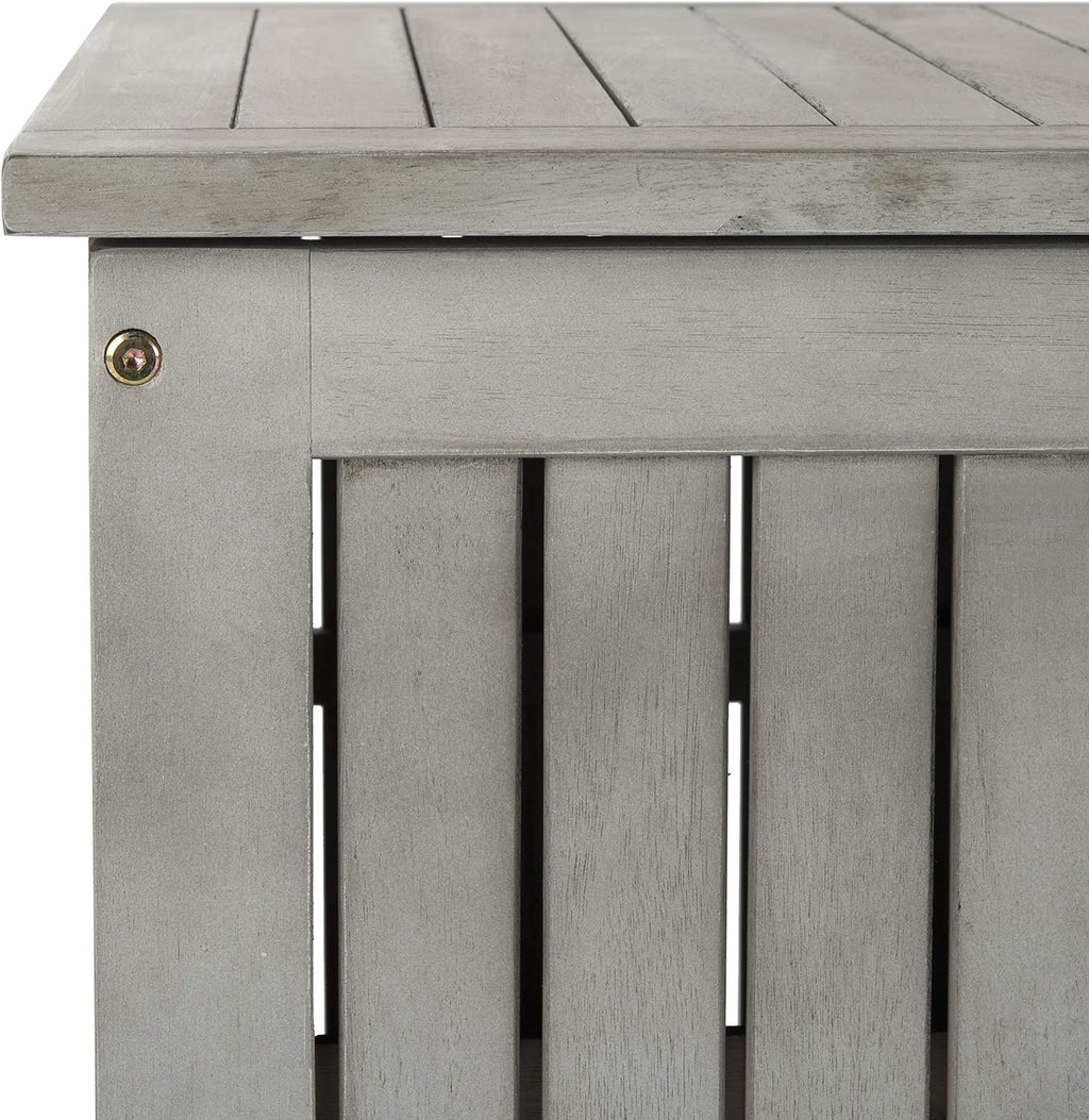 SAFAVIEH Outdoor - Abri Cushion Storage Box - Grey Solid Wood - Coastal Resort Storage Bench Design - Ideal for Patio, Deck, Porch, Backyard, 18' W x 47' D x 19' H (PAT7037B)