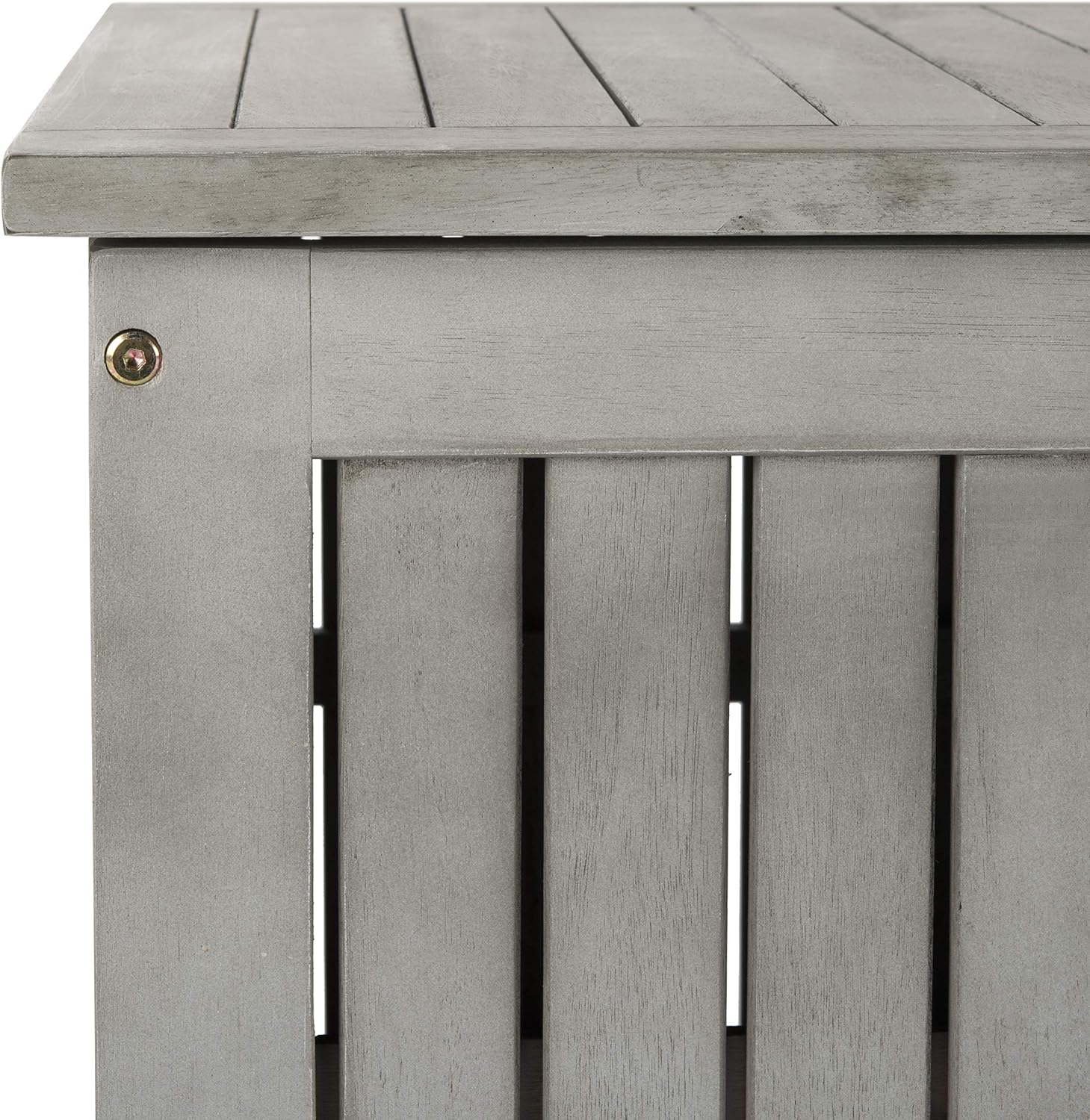 SAFAVIEH Outdoor - Abri Cushion Storage Box - Grey Solid Wood - Coastal Resort Storage Bench Design - Ideal for Patio, Deck, Porch, Backyard, 18' W x 47' D x 19' H (PAT7037B)