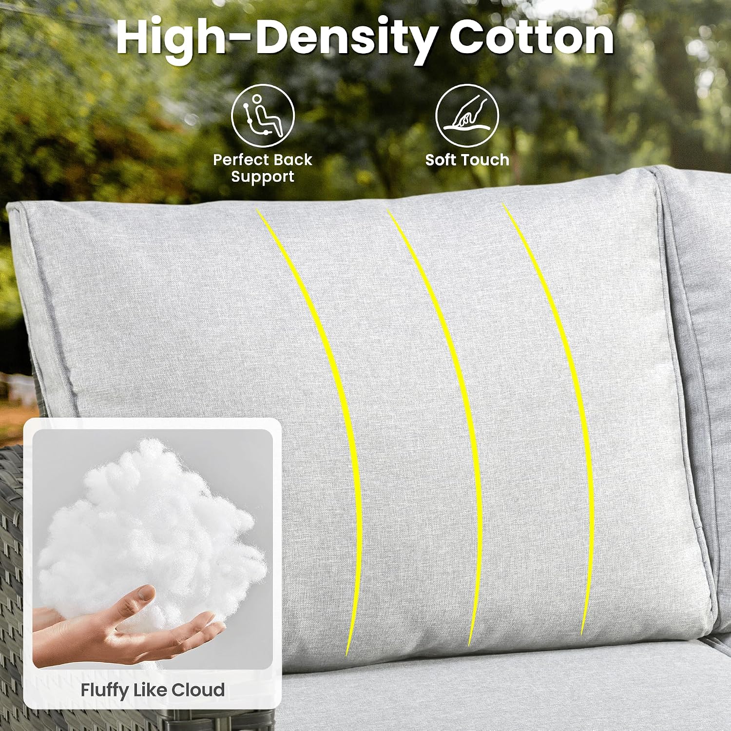 ovios Patio Sofa 3 Pieces Patio Furniture Set Outdoor Wicker Sofa Couch with Ottomans Thick Cushions, All Weather Rattan Conversation Set for Porch Backyard Deck, Grey