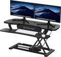 VERSADESK PowerPro™ 36 Inch Electric Standing Desk Converter, Height Adjustable Sit to Stand Up Desk Riser, Laptop and Dual Monitor Desktop Workstation with Wide Keyboard Tray and USB Port, Black