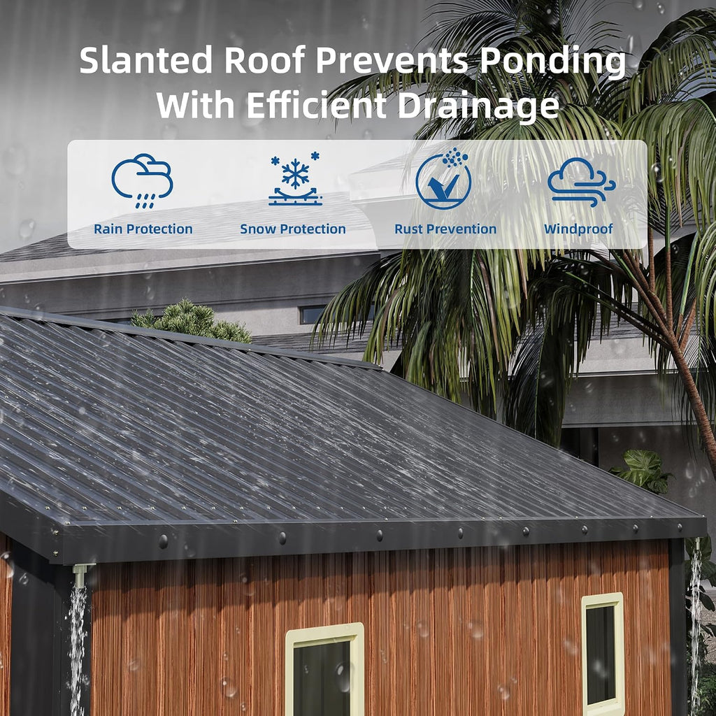 10x12 FT Outdoor Storage Shed, Garden Metal Shed with Lockable Doors & Window, Extra Large Tool Shed for Backyard, Patio & Lawn