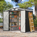 6x4FT Outdoor Storage Shed, Metal Garden Tool Shed with Sloping Roof & Lockable Door for Patio Lawn Backyard (Black, 6x4FT)