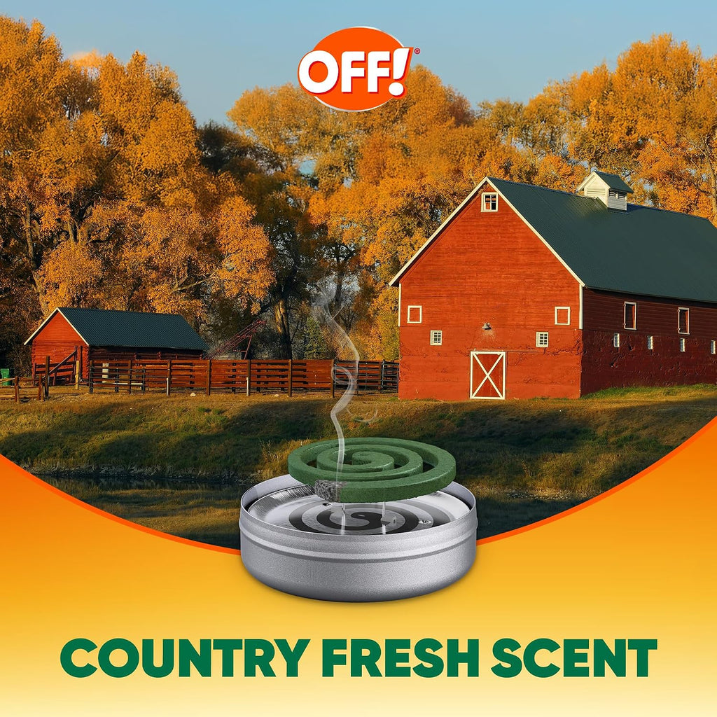 OFF! Backyard Mosquito Coils with Trays and Protective Container Country Fresh Scent Repel Mosquitoes for Patio and Deck Outdoor Use Up to 4 Hours per Coil 3 Count (Pack of 12)