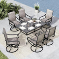 MFSTUDIO Patio Table and Chairs Set of 6, Outdoor Dining Set for 6 with Umbrella Hole, Outdoor Patio Furniture Set for Deck, Backyard, Poolside & Garden